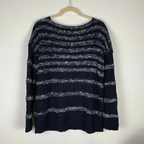 TALBOTS Women's Plus Size 1X Blue White Striped Knit Sweater Top - Picture 5 of 5